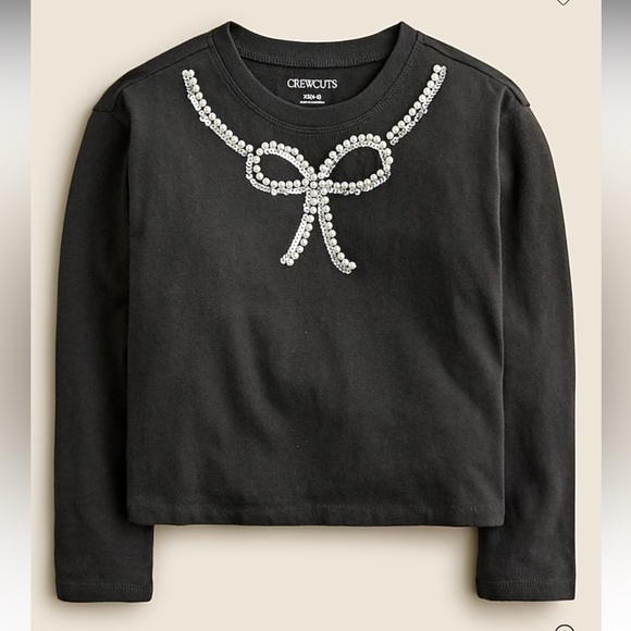 Crewcuts Other - Crewcuts Black Long Sleeve Tee with Silver Bow Accent